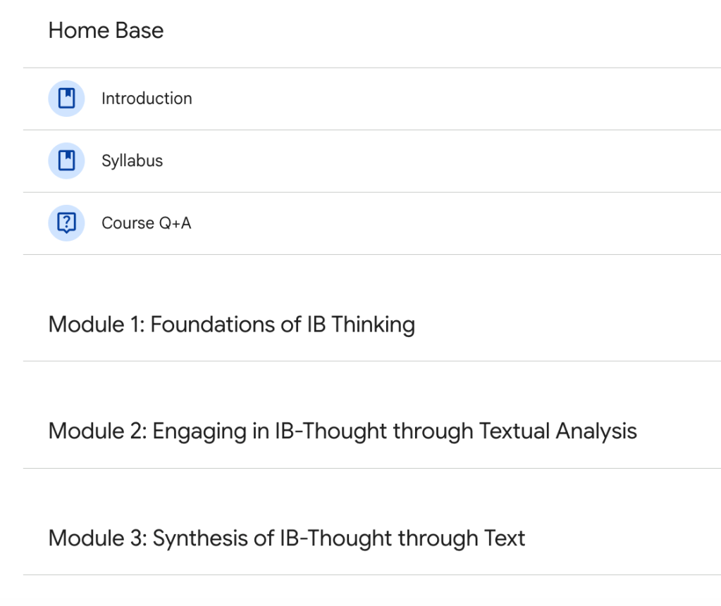 Course introduction page in Google Classroom