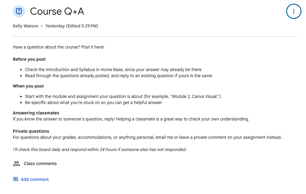 Course Q and A board